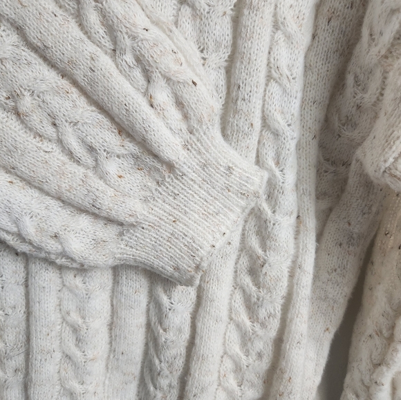 Cold Shoulder Cream Cable Knit Turtleneck Sweater - Picture 3 of 7